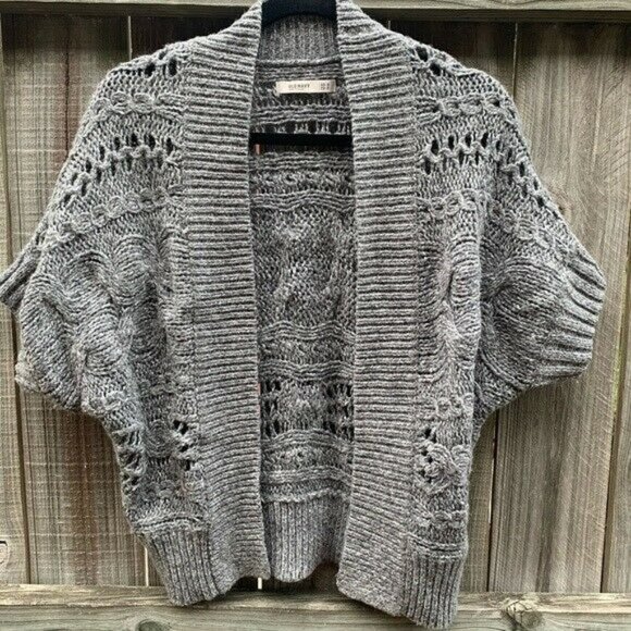 Old Navy XS Cardigan Sweater‎ Short Sleeve Knit dolan Sleeve Ribbed Gray - Picture 1 of 7